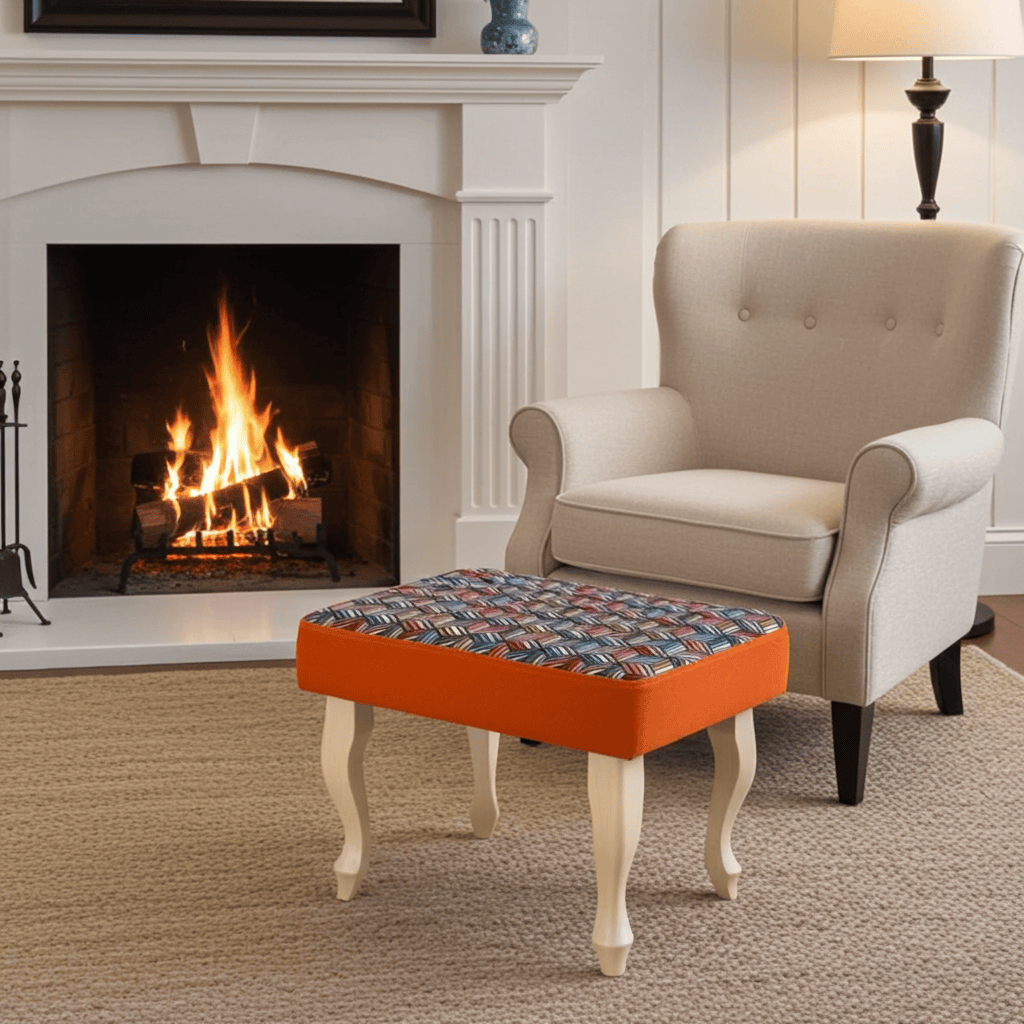 Vibrant Geometric Velvet Footstool Colourful . Ireland