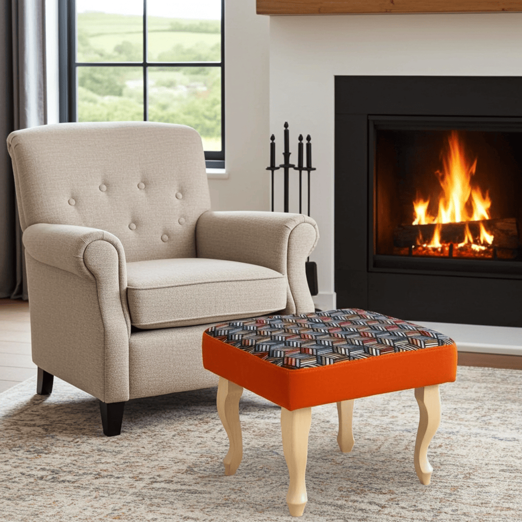 Vibrant Geometric Velvet Footstool Colourful . Ireland