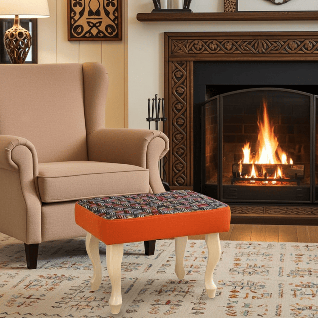 Vibrant Geometric Velvet Footstool Colourful . Ireland