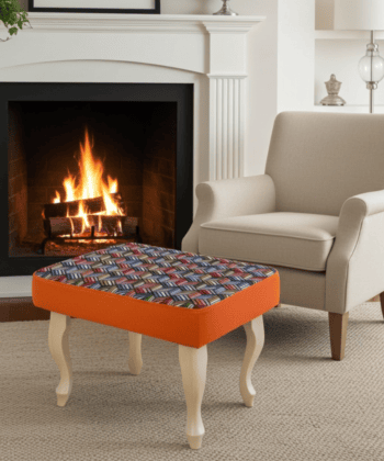 Vibrant Geometric Velvet Footstool Colourful . Ireland
