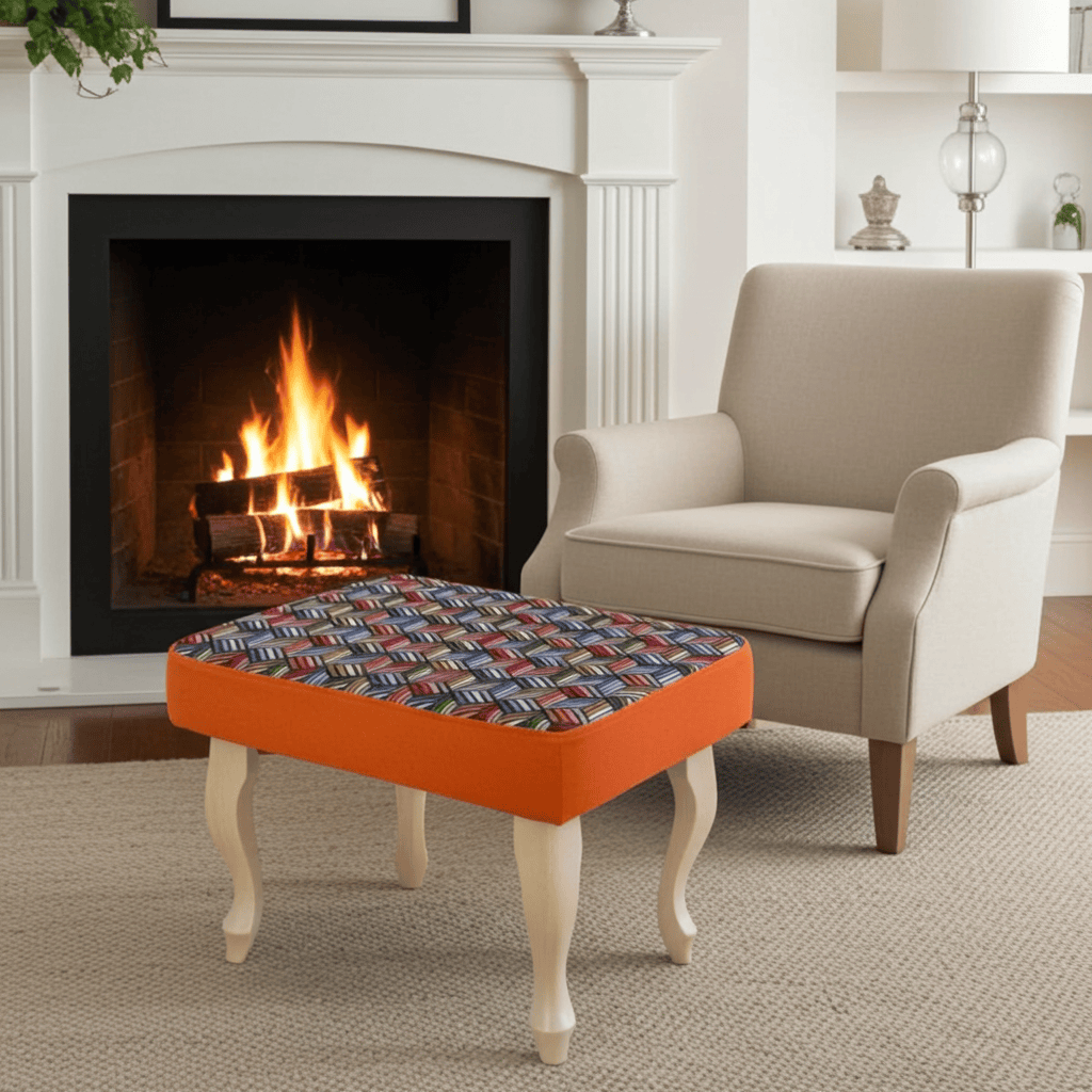 Vibrant Geometric Velvet Footstool Colourful . Ireland