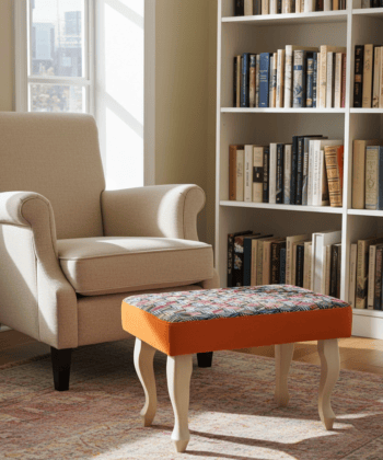 Vibrant Geometric Velvet Footstool Colourful . Ireland