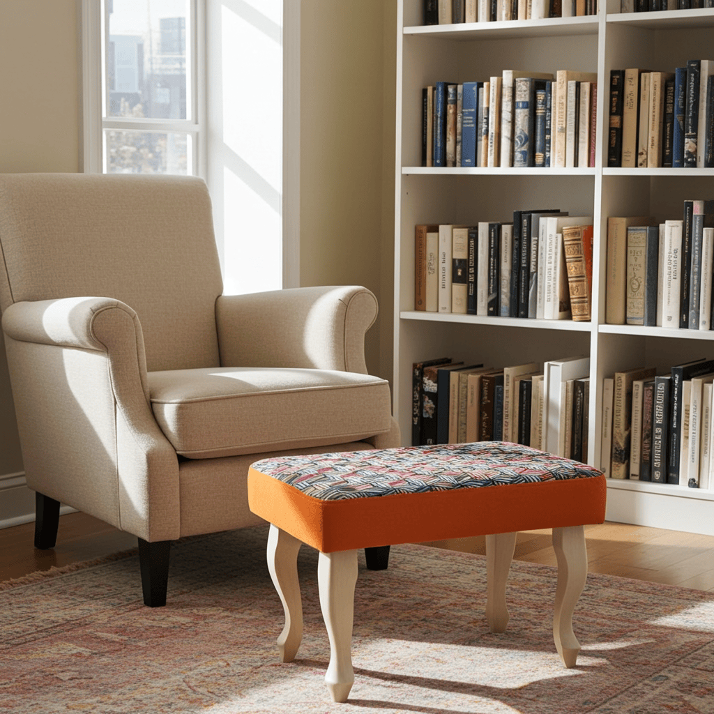 Vibrant Geometric Velvet Footstool Colourful . Ireland
