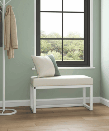White Velvet Bench 60x40cm – Custom Alder Frame