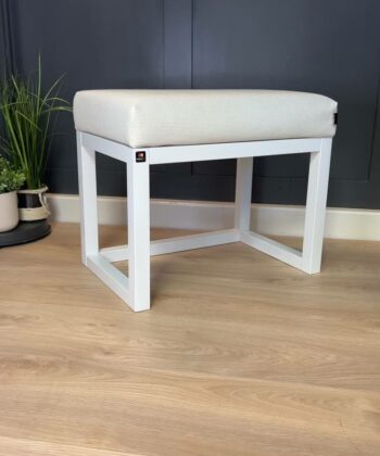 White Velvet Bench 60x40cm – Custom Alder Frame