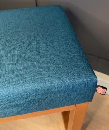 Wooden-Framed Bench 60x40cm – Blue Velvet & Natural