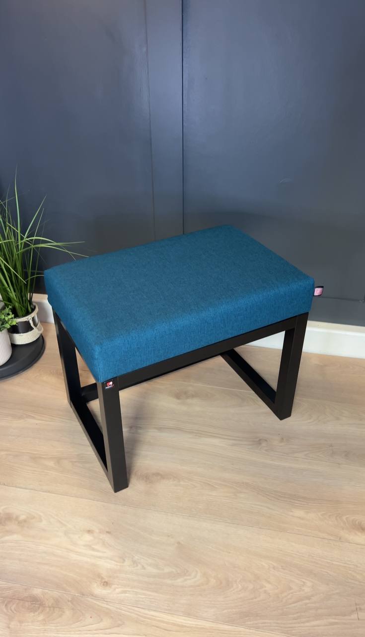 Wooden-Framed Velvet Bench 60x40cm – Blue Modern Accent