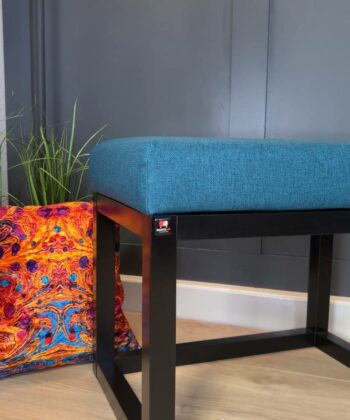 Wooden-Framed Velvet Bench 60x40cm – Blue Modern Accent