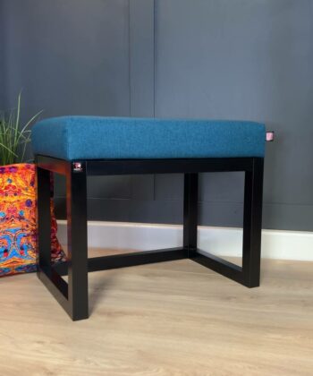 Wooden-Framed Velvet Bench 60x40cm – Blue Modern Accent