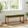 Wooden-Framed Velvet Bench 60x40cm – Green Elegance