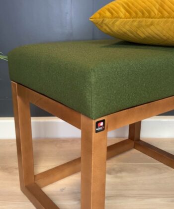 Wooden-Framed Velvet Bench 60x40cm – Green Elegance