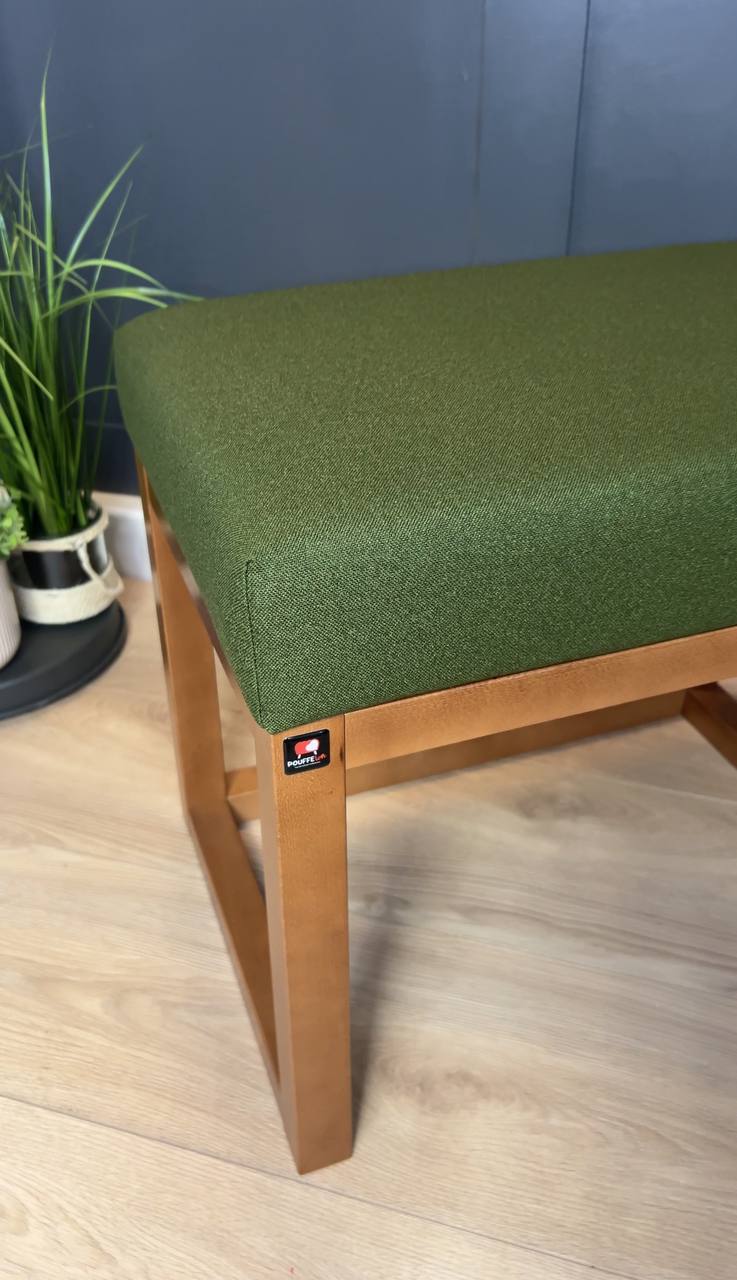 Wooden-Framed Velvet Bench 60x40cm – Green Elegance