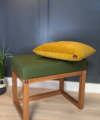 Wooden-Framed Velvet Bench 60x40cm &ndash; Green Elegance
