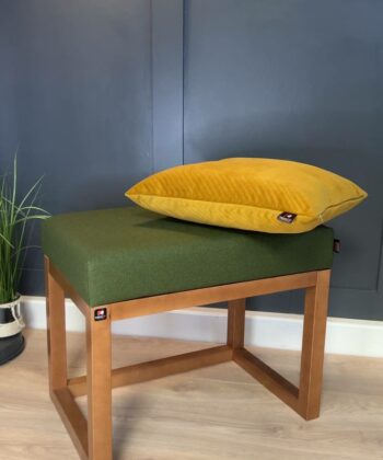 Wooden-Framed Velvet Bench 60x40cm – Green Elegance