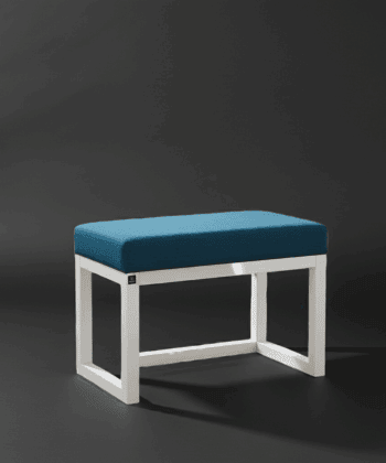 Wooden-Framed Velvet Bench 60x40cm – Teal Blue & White