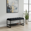 Luxury Tufted Velvet Bench – Black Metal Frame, Shoe Rack