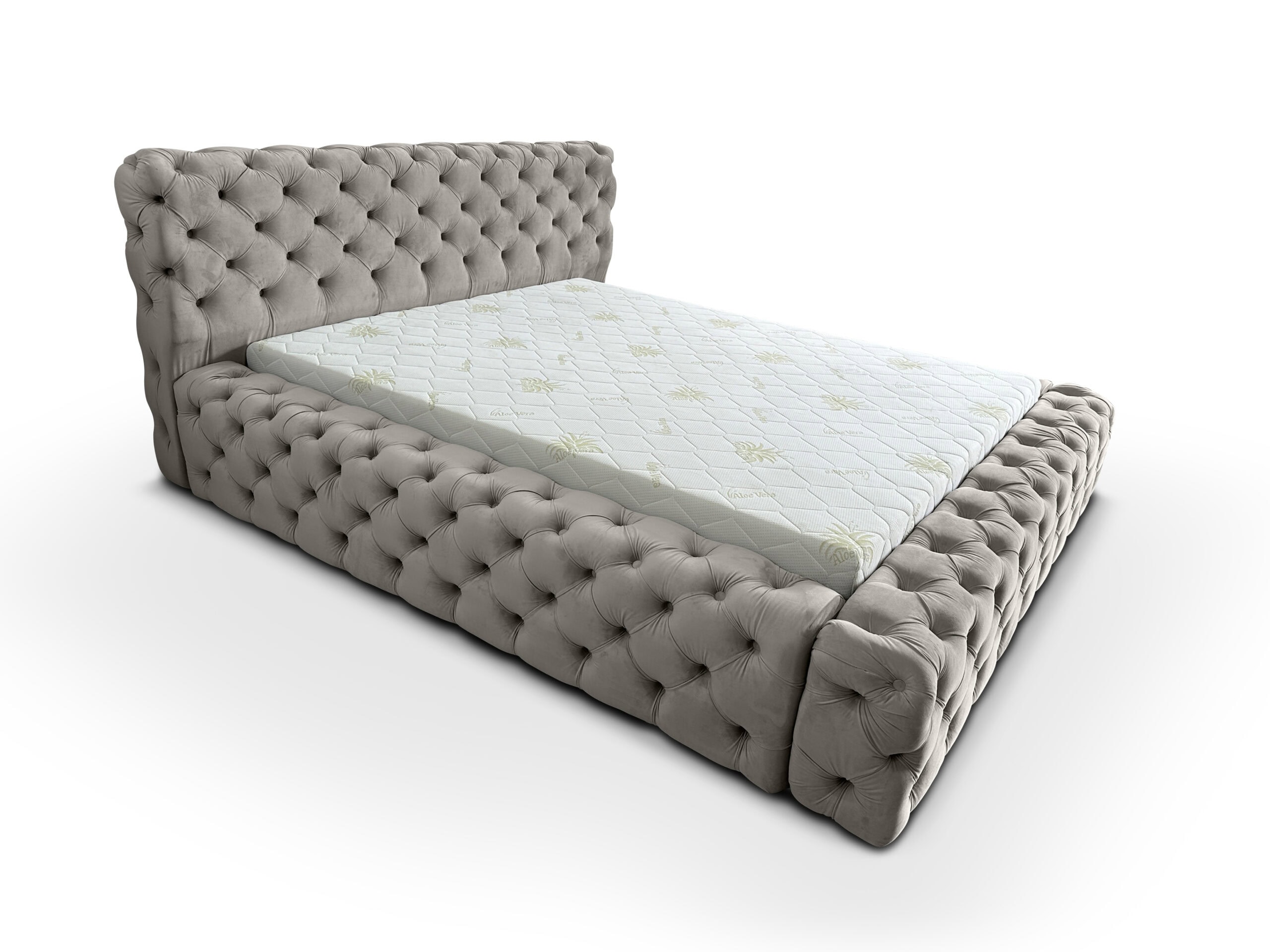 Maya Lux Upholstered Bed – Chesterfield Style with Storage