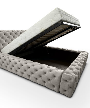 Maya Lux Upholstered Bed – Chesterfield Style with Storage