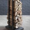 Tower Black Metal Firewood Rack – Modern Vertical Log Holder
