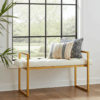 Luxe Gold Bench – Gold Metal Frame & White Eco-Leather Seat