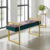 Tropical Velvet Bench – Gold Metal Frame & Floral Velvet