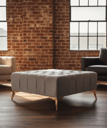 Elegant Stylish Chesterfield Lux Coffee Table – Velvet, Rectangle,Tufted, Gold Legs