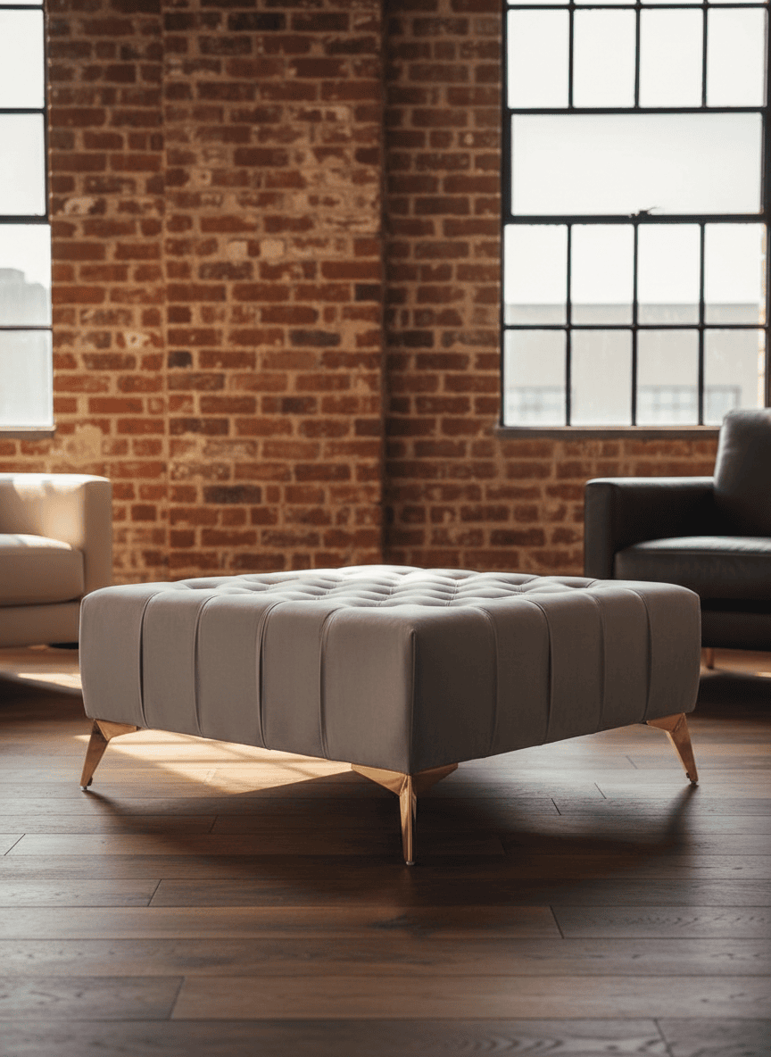 Elegant Stylish Chesterfield Lux Coffee Table – Velvet, Rectangle,Tufted, Gold Legs