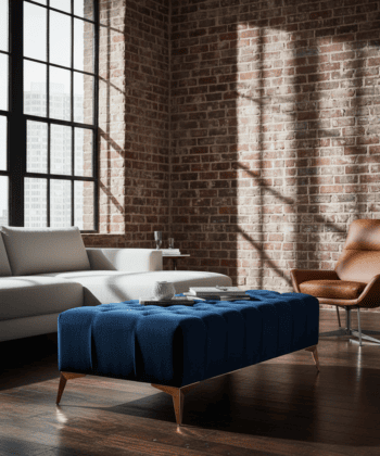 Elegant Stylish Chesterfield Lux Coffee Table – Velvet, Rectangle,Tufted, Gold Legs