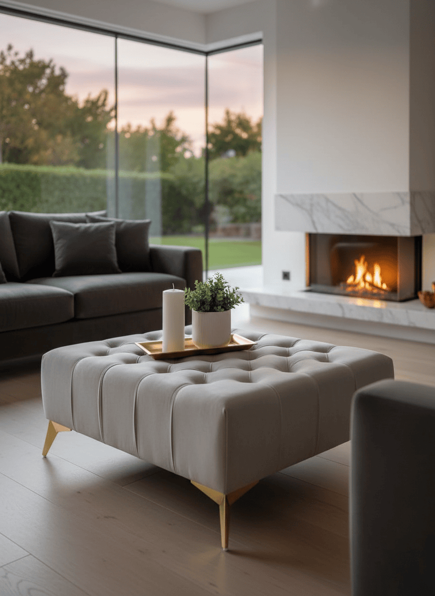 Elegant Stylish Chesterfield Lux Coffee Table – Velvet, Rectangle,Tufted, Gold Legs