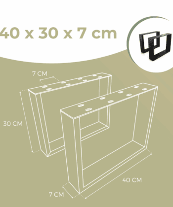 Metal Table Legs Rectangle Loft Style 40x30 cm Set of 2