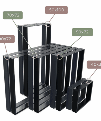 Metal Table Legs Rectangle Loft Style 50x100 cm Set of 2