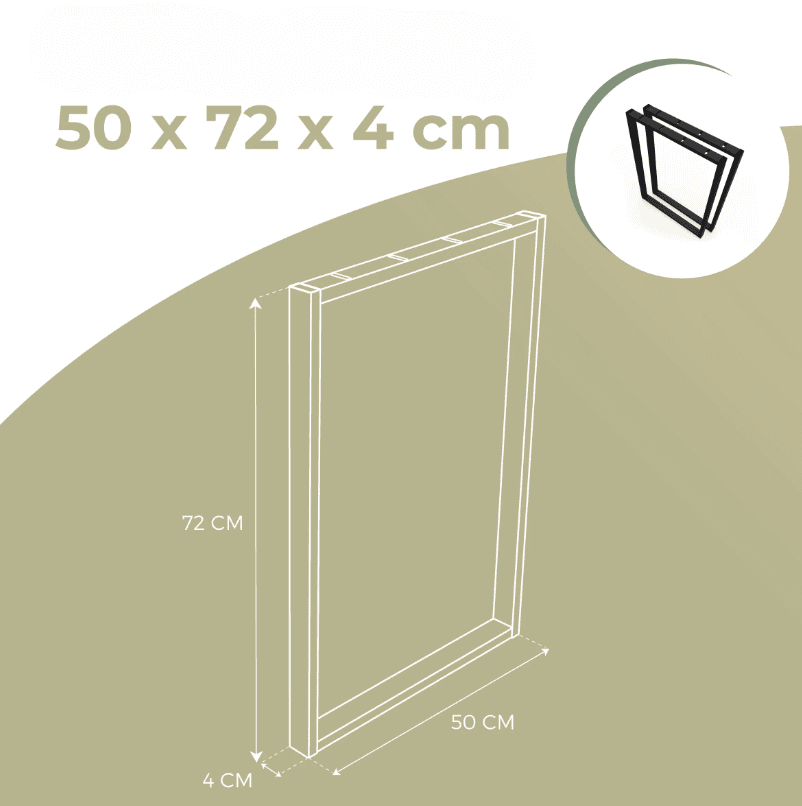 Metal Table Legs Rectangle Loft Style 50x72 cm Set of 2