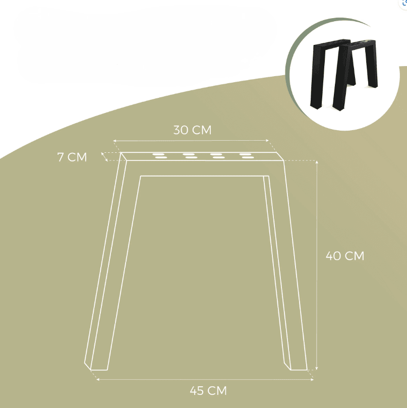 Metal Table Legs Rectangle Loft Style 50x72 cm Set of 2