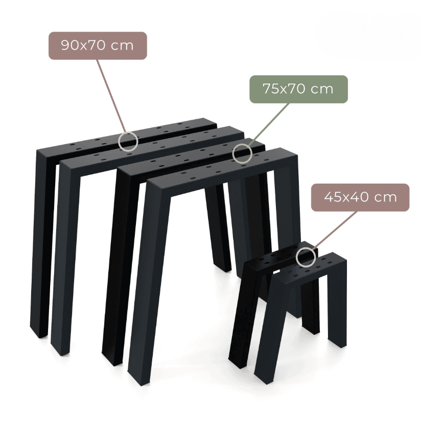 Metal Table Legs Rectangle Loft Style 50x72 cm Set of 2