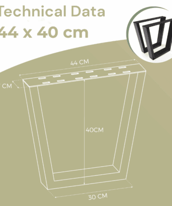Metal Table Legs Type V Loft Style 44x40 cm Set of 2