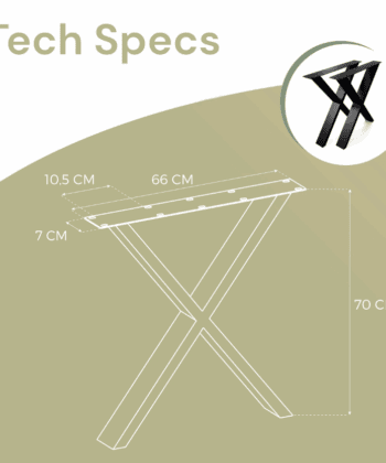 Metal Table Legs Type X Loft Style 66x70 cm Set of 2