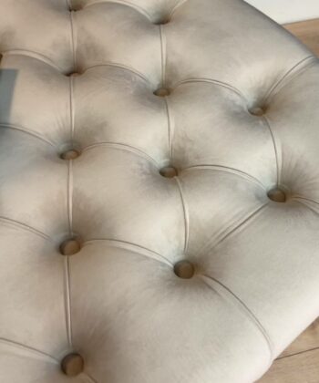 Tufted Coffee Table 100x60cm - Cream Velvet with Golden Legs
