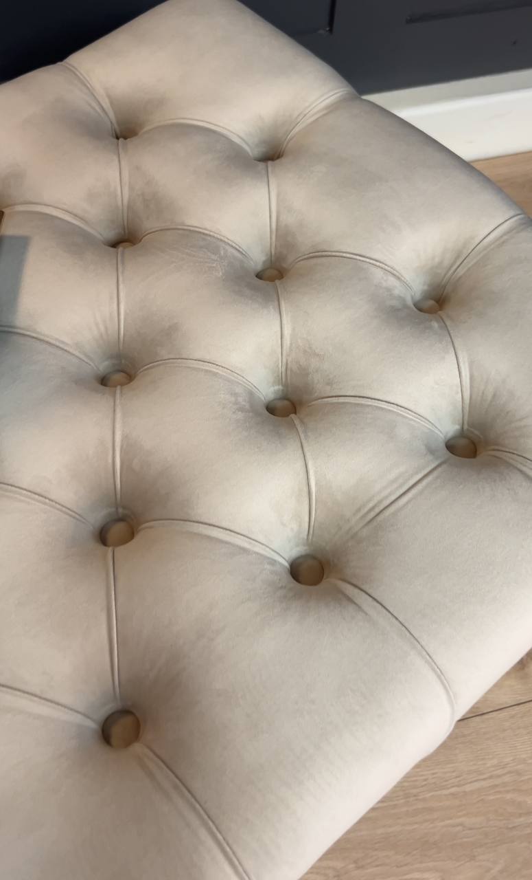 Tufted Coffee Table 100x60cm - Cream Velvet with Golden Legs