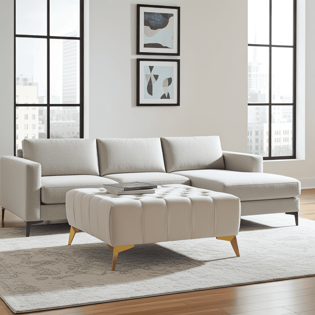 Tufted Coffee Table 100x60cm - Cream Velvet with Golden Legs