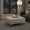 Tufted Coffee Table 100x60cm - Cream Velvet with Golden Legs