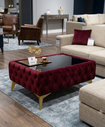 Classic Chesterfield Coffee Table Velvet Rectangle 83x63x35cm