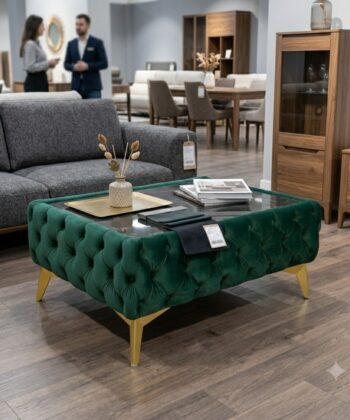 Classic Chesterfield Coffee Table Velvet Rectangle 83x63x35cm