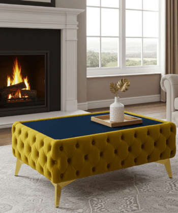 Classic Chesterfield Coffee Table Velvet Rectangle 83x63x35cm