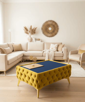 Classic Chesterfield Coffee Table Velvet Rectangle 83x63x35cm