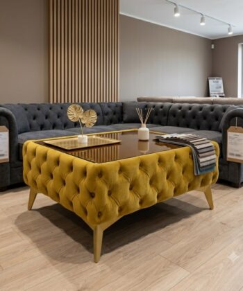 Classic Chesterfield Coffee Table Velvet Rectangle 83x63x35cm