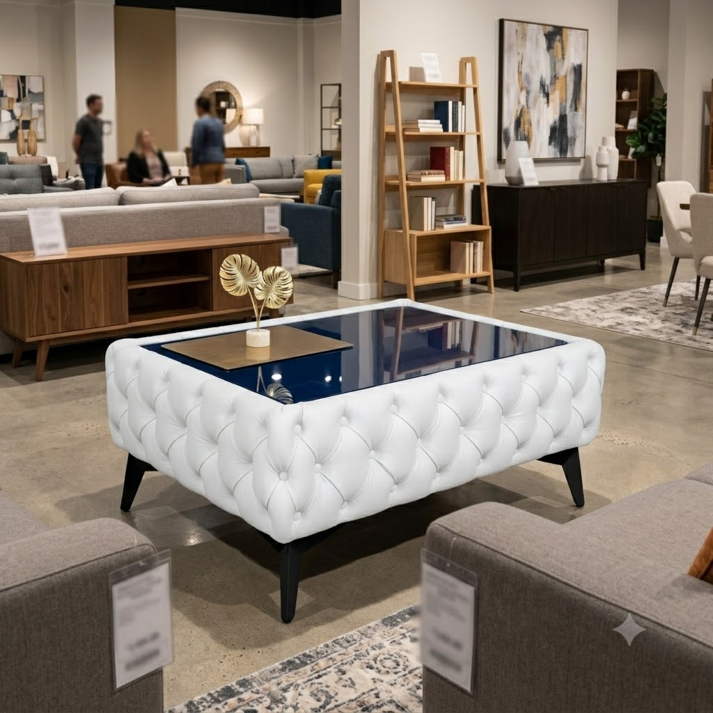 Classic Chesterfield Coffee Table Velvet Rectangle 83x63x35cm