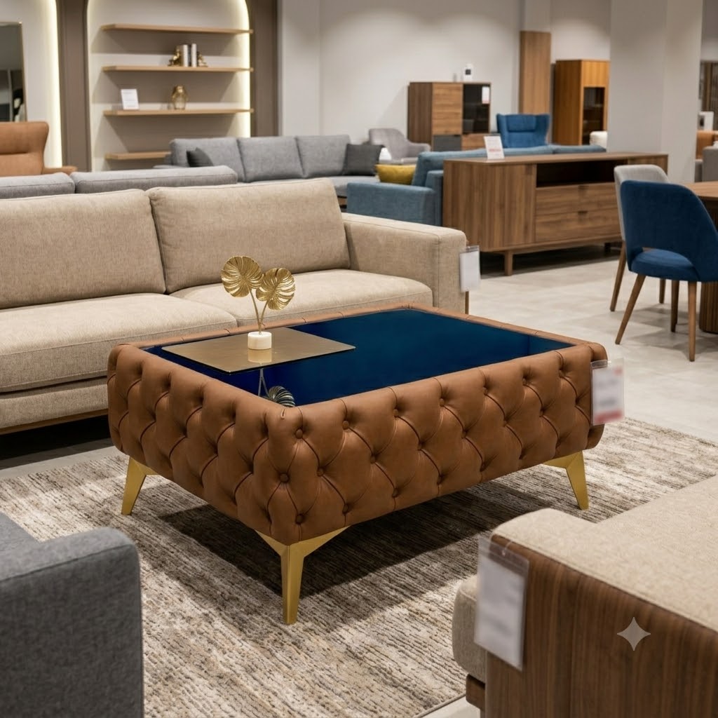 Classic Chesterfield Coffee Table Velvet Rectangle 83x63x35cm