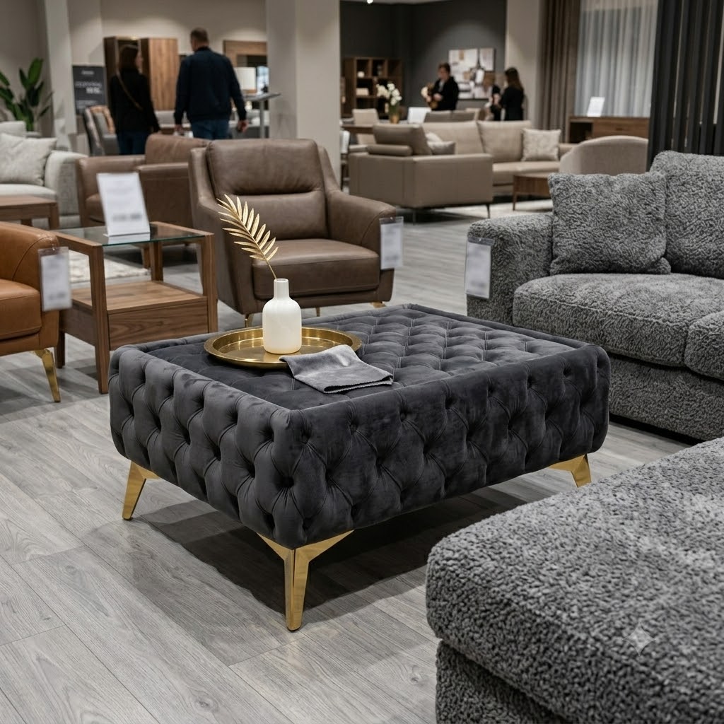 Classic Chesterfield Coffee Table Velvet Rectangle 83x63x35cm