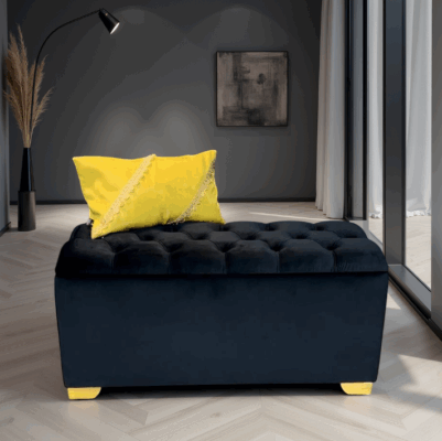 Luxury Velvet Storage Ottoman Bench , Spacious Compartment