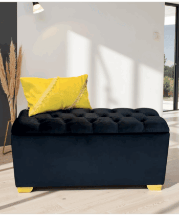 Luxury Velvet Storage Ottoman Bench , Spacious Compartment